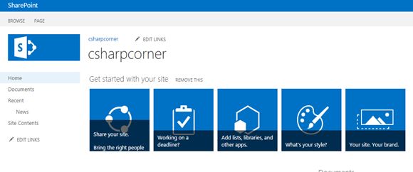 Open SharePoint team site